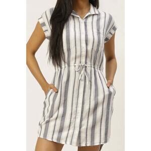 Japna Blue & White Striped Shirt Dress - Size M